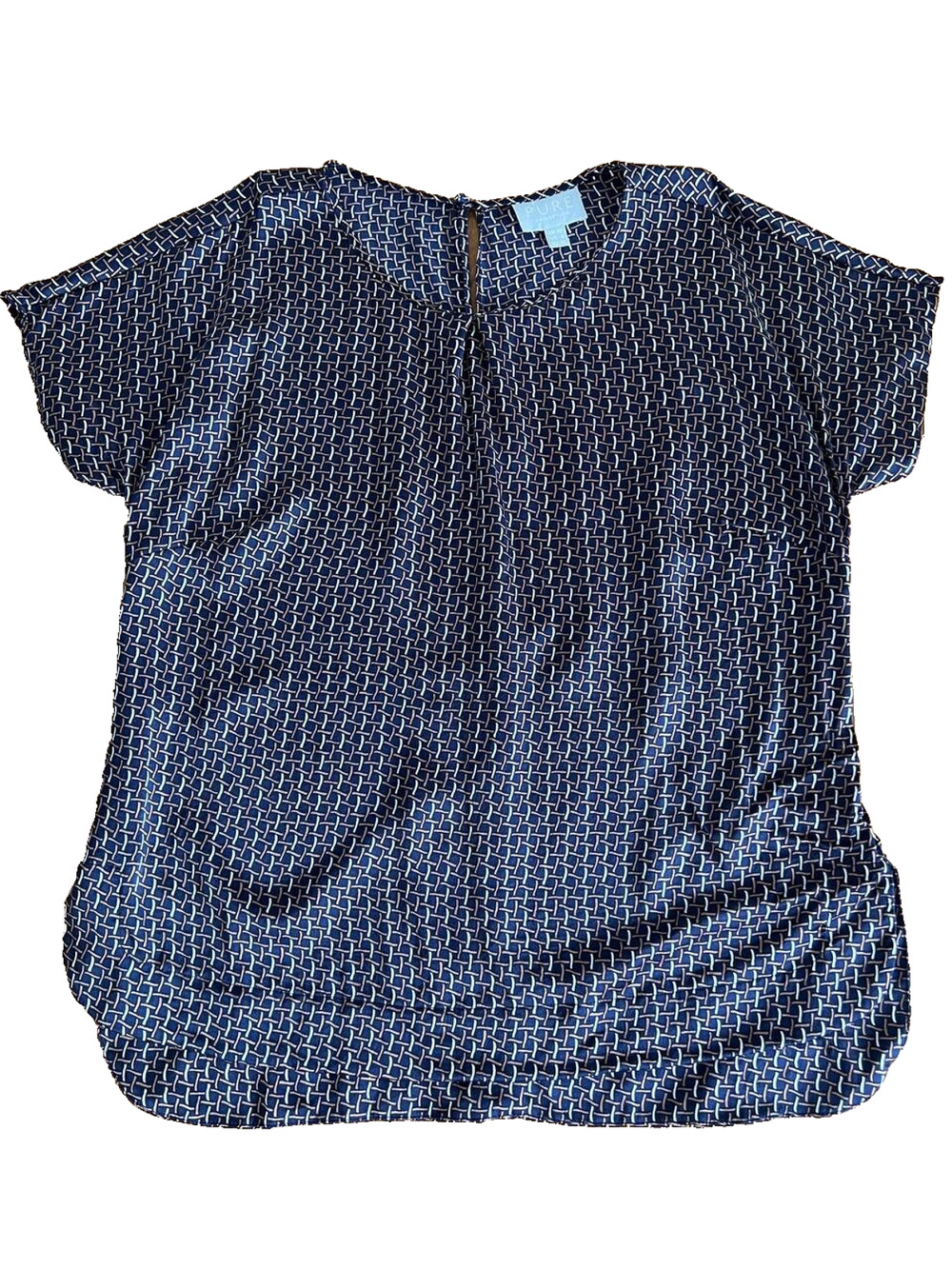 PURE Collection Women Blouse Short Sleeve Silk Multicolor Top Size 4 A000902